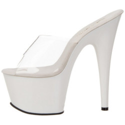 Bianco Trasparente 18 cm ADORE-701 Plateau Mules Alte