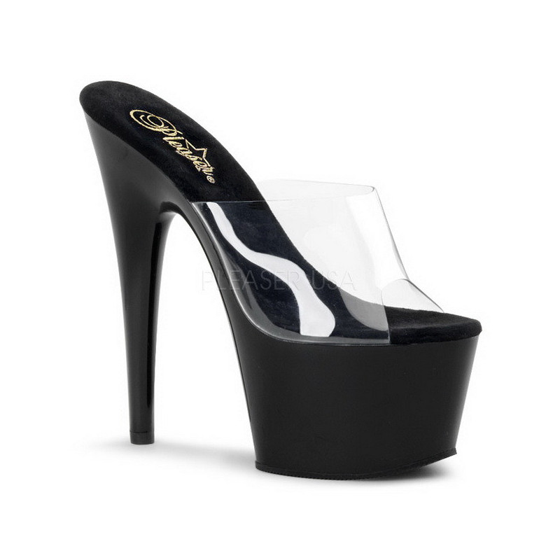 Nero Trasparente 18 cm ADORE-701 Plateau Mules Alte