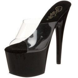 Nero Trasparente 18 cm ADORE-701 Plateau Mules Alte