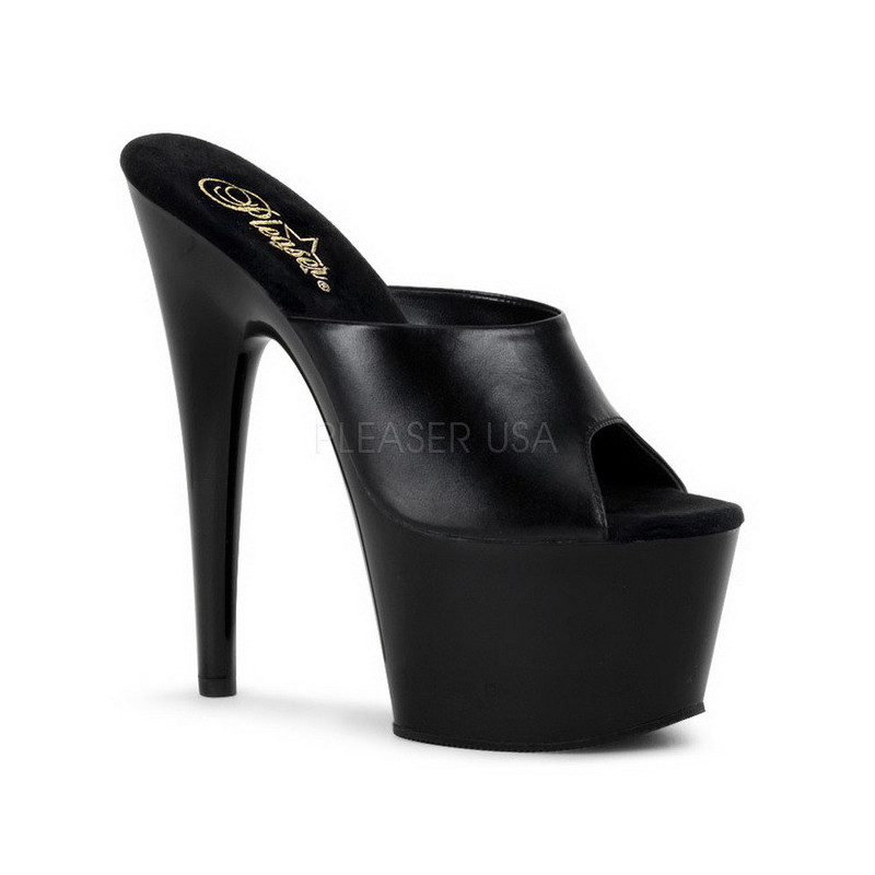 Nero Pelle 18 cm ADORE-701 Plateau Mules Alte