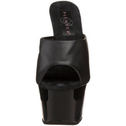 Nero Pelle 18 cm ADORE-701 Plateau Mules Alte