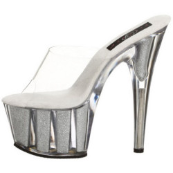 Argento 18 cm ADORE-701G Brillare Plateau Mules Alte