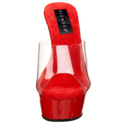 Rosso Trasparente 15,5 cm DELIGHT-601 Plateau Mules Alte
