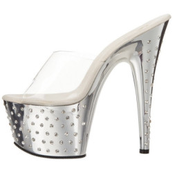 Argento Strass Platform 18 cm STARDUST-701 Ciabattina Tacchi Alti