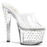 Trasparente Strass Platform 18 cm STARDUST-701 Ciabattina Tacchi Alti