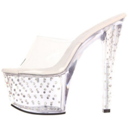 Trasparente Strass Platform 18 cm STARDUST-701 Ciabattina Tacchi Alti