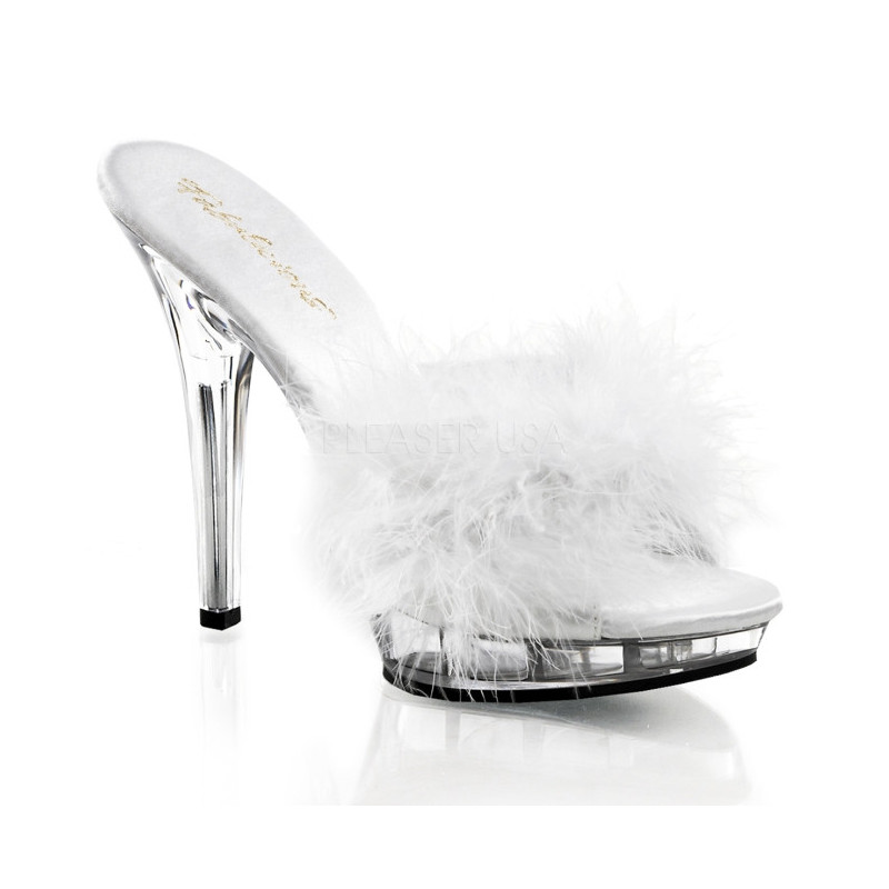 Bianco Trasparente 13 cm LIP-101-8 Platform Ciabattina Tacchi Alti