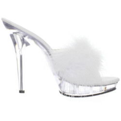 Bianco Trasparente 13 cm LIP-101-8 Platform Ciabattina Tacchi Alti