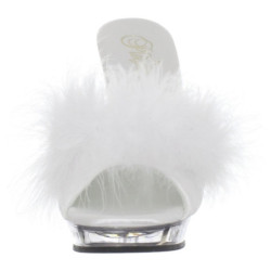 Bianco Trasparente 13 cm LIP-101-8 Platform Ciabattina Tacchi Alti