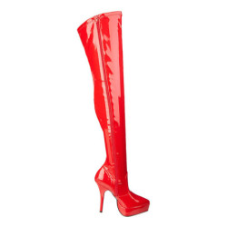 Rosso Vernice 13,5 cm INDULGE-3000 Stivali Overknee Plateau
