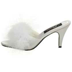 Bianco 8 cm AMOUR-03 piume di marabu Mules Scarpe