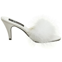 Bianco 8 cm AMOUR-03 piume di marabu Mules Scarpe