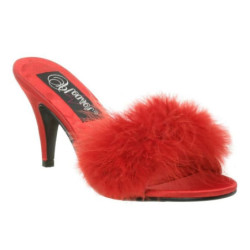 Rosso 8 cm AMOUR-03 piume di marabu Mules Scarpe