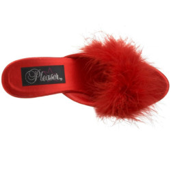 Rosso 8 cm BELLE-301F piume di marabu Mules Scarpe