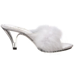 Bianco 8 cm BELLE-301F piume di marabu Mules Scarpe