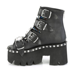 Nero Vegano 9 cm ASHES-70 stivaletti lolita con tacco spesso e plateau