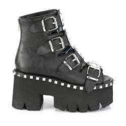 Nero Vegano 9 cm ASHES-70 stivaletti lolita con tacco spesso e plateau