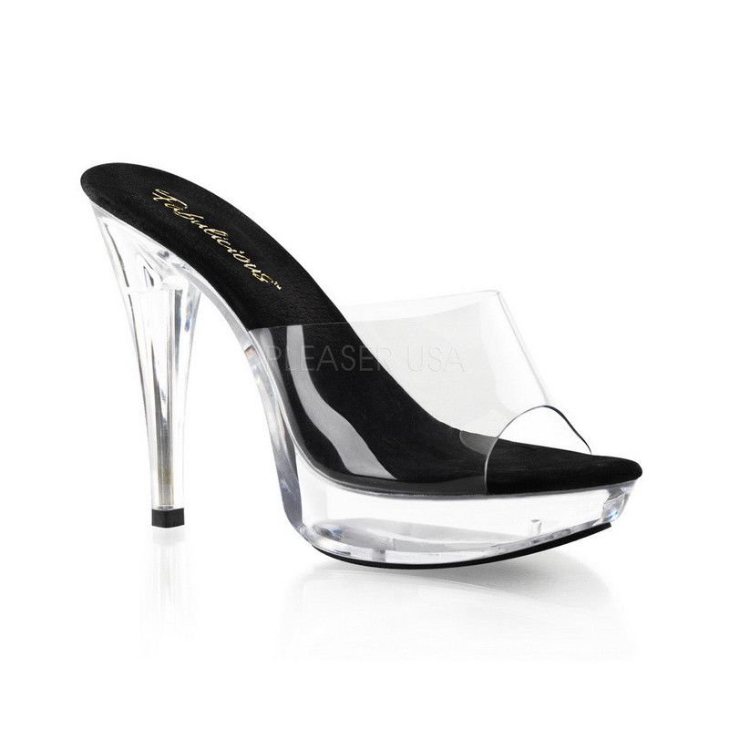 Nero Trasparente 14 cm COCKTAIL-501 Plateau Mules Tacco Alto