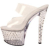Trasparente 18 cm STARDUST-702 Pantofole Tacco Alto Pietre Strass