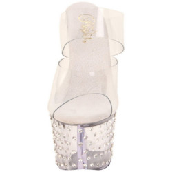 Trasparente 18 cm STARDUST-702 Pantofole Tacco Alto Pietre Strass