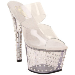 Trasparente 18 cm STARDUST-702 Pantofole Tacco Alto Pietre Strass