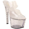 Trasparente 18 cm STARDUST-702 Pantofole Tacco Alto Pietre Strass