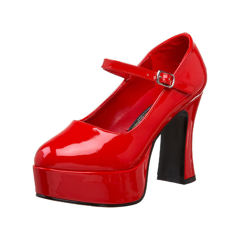 Rosso Vernice 11 cm MARYJANE-50 Mary Jane Plateau Scarpe Décolleté