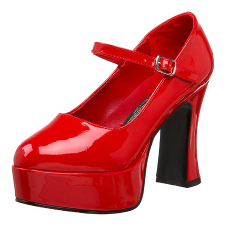 Rosso Vernice 11 cm MARYJANE-50 Mary Jane Plateau Scarpe Décolleté