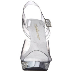 Argento Strass 12 cm ELEGANT-408 Plateau Sandali Tacco Altissimo