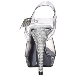 Argento Strass 12 cm ELEGANT-408 Plateau Sandali Tacco Altissimo