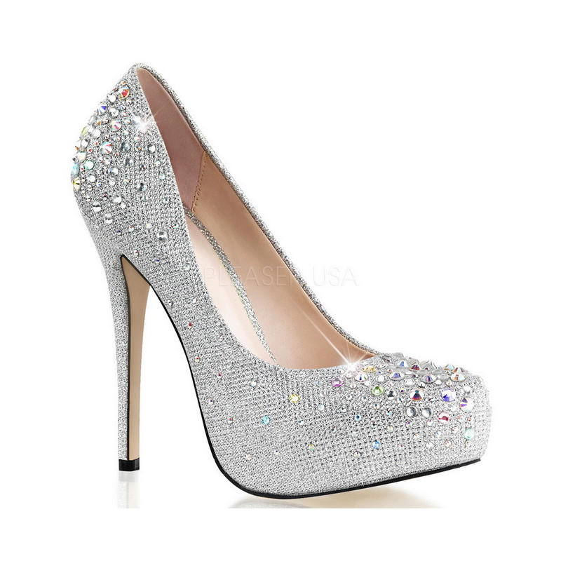 Argento Strass Cristallo 13 cm DESTINY-06R Plateau Scarpe Décolleté