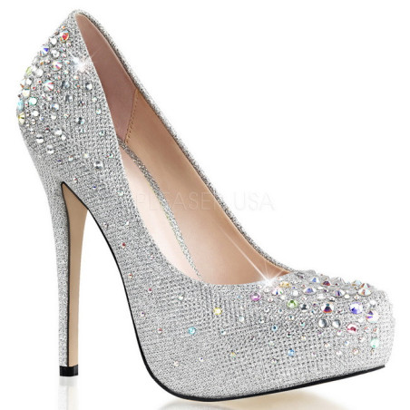 Argento Strass Cristallo 13 cm DESTINY-06R Plateau Scarpe Décolleté