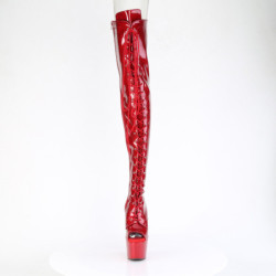 Glitter rosso 18 cm PEEP TOE stivali sopra il ginocchio con stringati