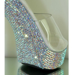 Trasparente 13 cm COCKTAIL-501DM Pantofole Tacco Alto Pietre Strass
