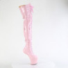 Verniciata 20 cm CRAZE-3028 Heelless overknee stivali pony alto pleaser rosa