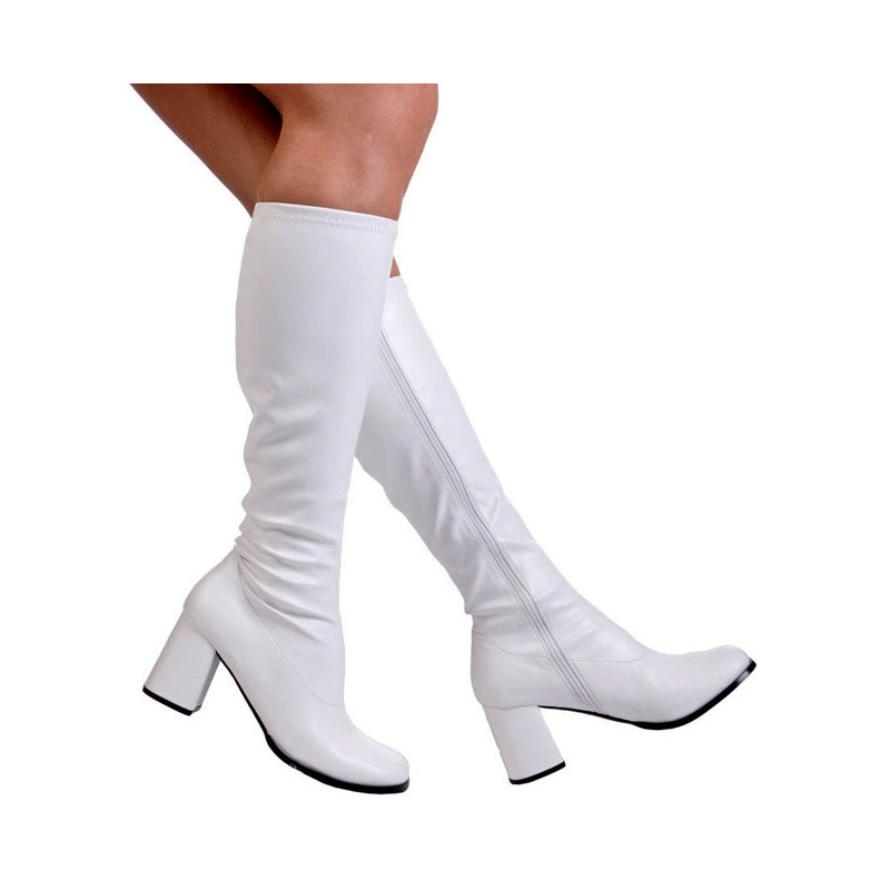 Bianco Ecopelle 7,5 cm GOGO-300 Stivali Donna da Uomo