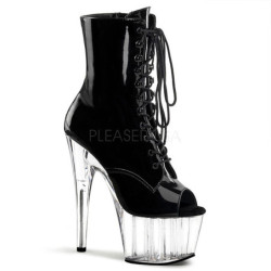 Nero Trasparente 18 cm ADORE-1021 stivaletti con plateau suola donna