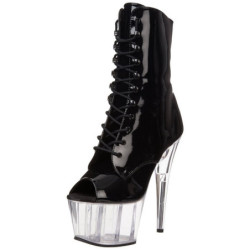 Nero Trasparente 18 cm ADORE-1021 stivaletti con plateau suola donna