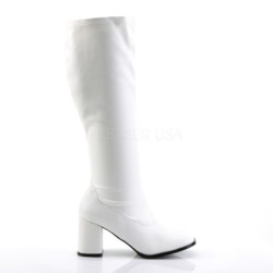 Bianco Ecopelle 7,5 cm GOGO-300WC Stivali da donna con gambale largo