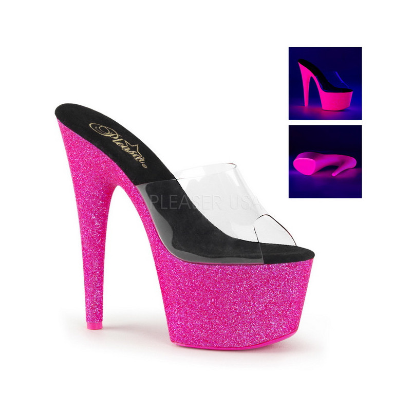 Rosa 18 cm ADORE-701UVG neon plateau ciabatta donna con tacco