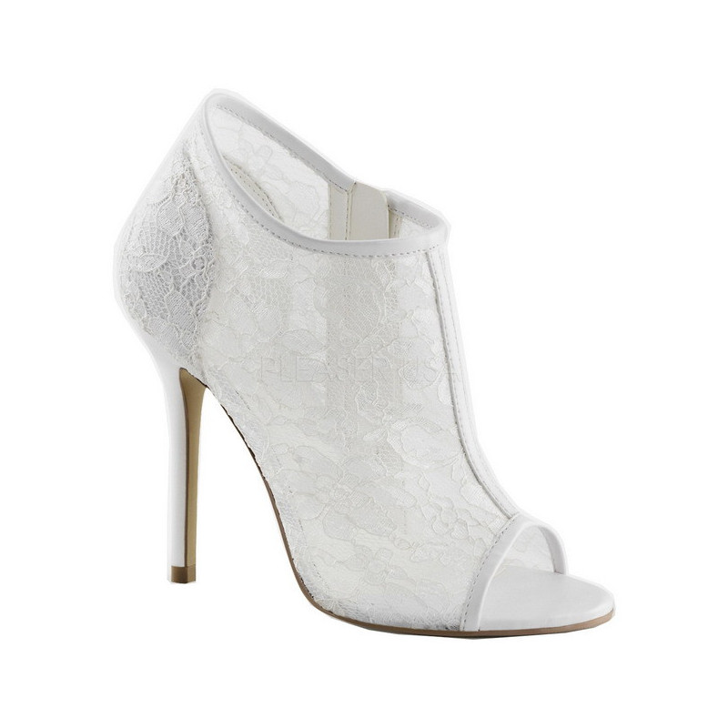 Bianco Tessuto 13 cm AMUSE-56 Scarpe Décolleté da Sera