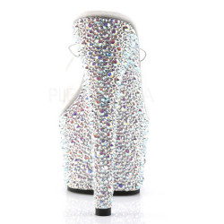 Trasparente Argento 18 cm BEJEWELED-701MS Strass Plateau Mules Alte