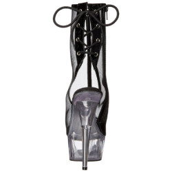 Nero Rete 16 cm Pleaser DELIGHT-1018MSH Plateau Stivaletti Donna