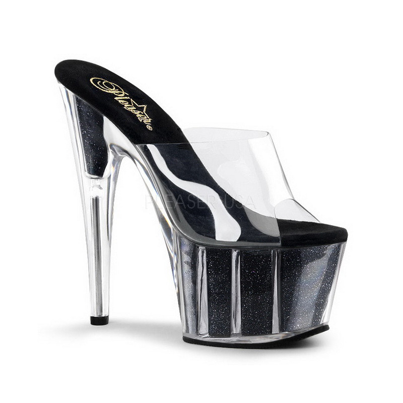 Nero 18 cm ADORE-701G Brillare Plateau Mules Alte
