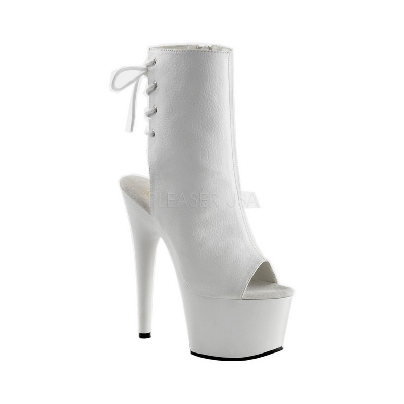Bianco Verniciato 18 cm Pleaser ADORE-1018 Plateau Stivaletti Donna