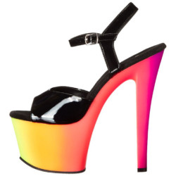 Nero Verniciato 18 cm RAINBOW-309UV Sandali Donna Plateau Neon
