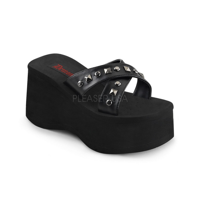 Nero 9 cm FUNN-29 Gotico Plateau Infradito Donna