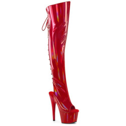 Ologramma 18 cm ADORE-3019HWR punta aperta stivali alti con stringati rosso
