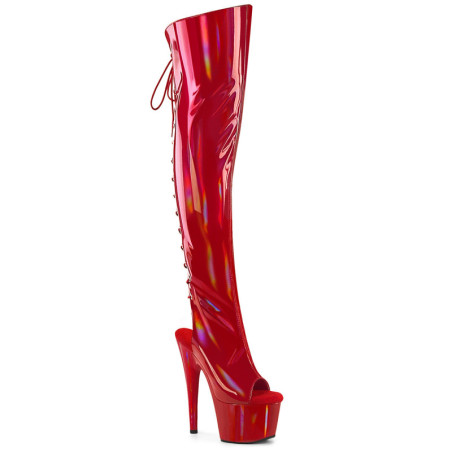 Ologramma 18 cm ADORE-3019HWR punta aperta stivali alti con stringati rosso