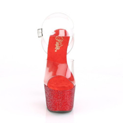 Rosso 18 cm BEJEWELED-708DM Plateau sandali alti con pietre